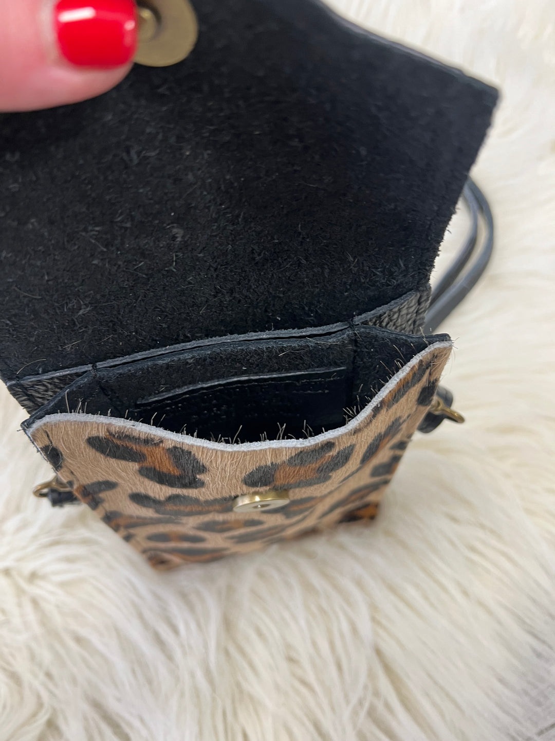 Zara Leather Phone Pouch Bag - Leopard Print