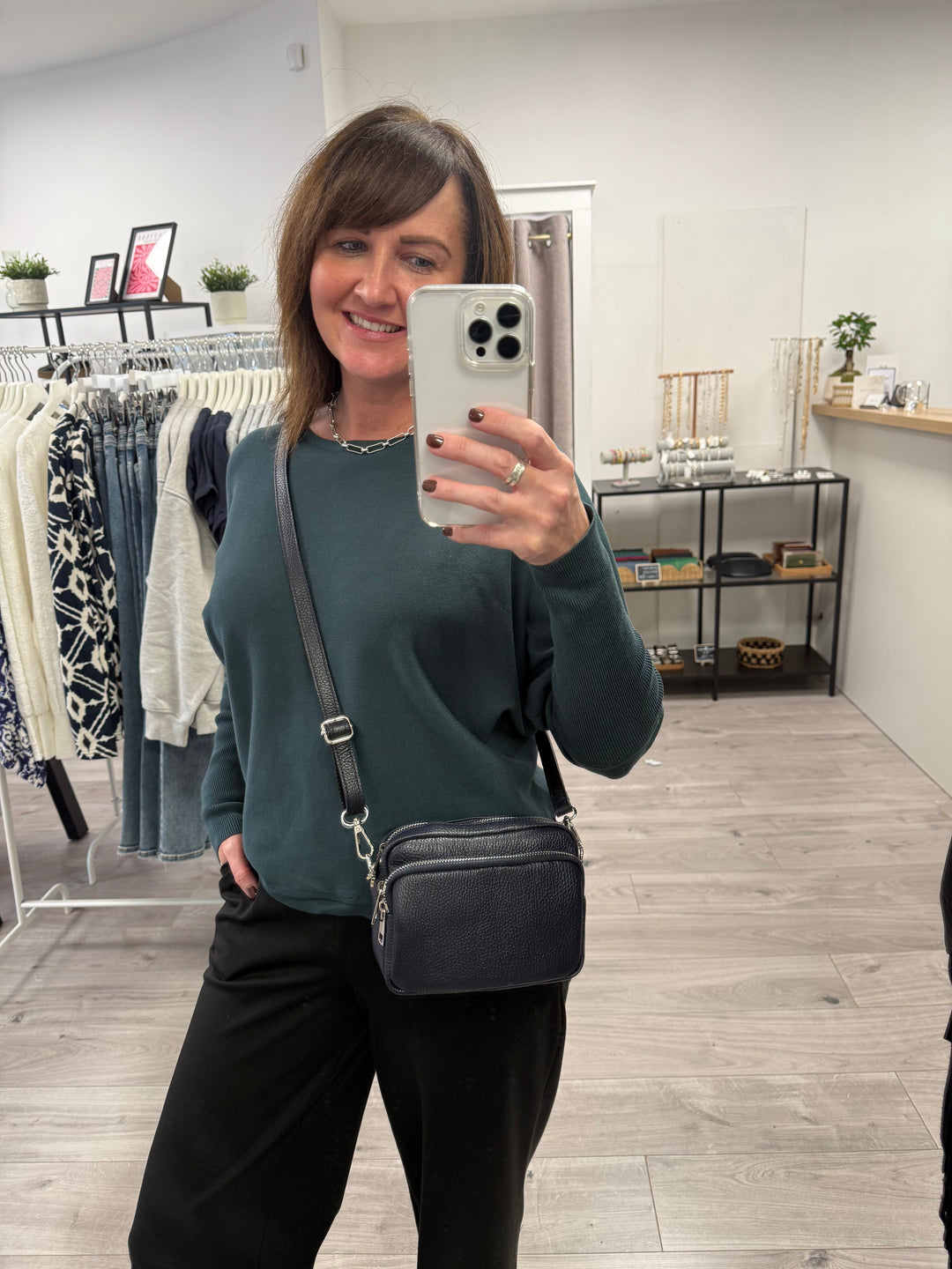Etta Leather Bag - Navy