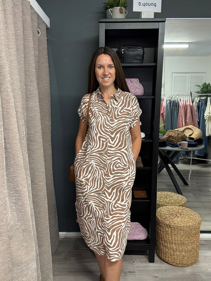 Falakka Shirt Dress - Animal Brown