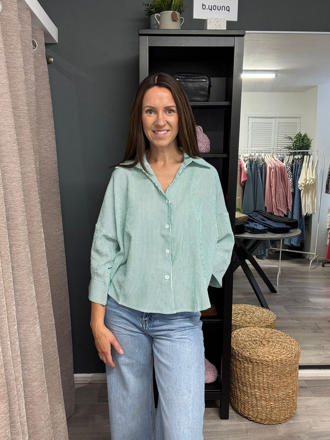 Lucia Shirt - Green Stripe