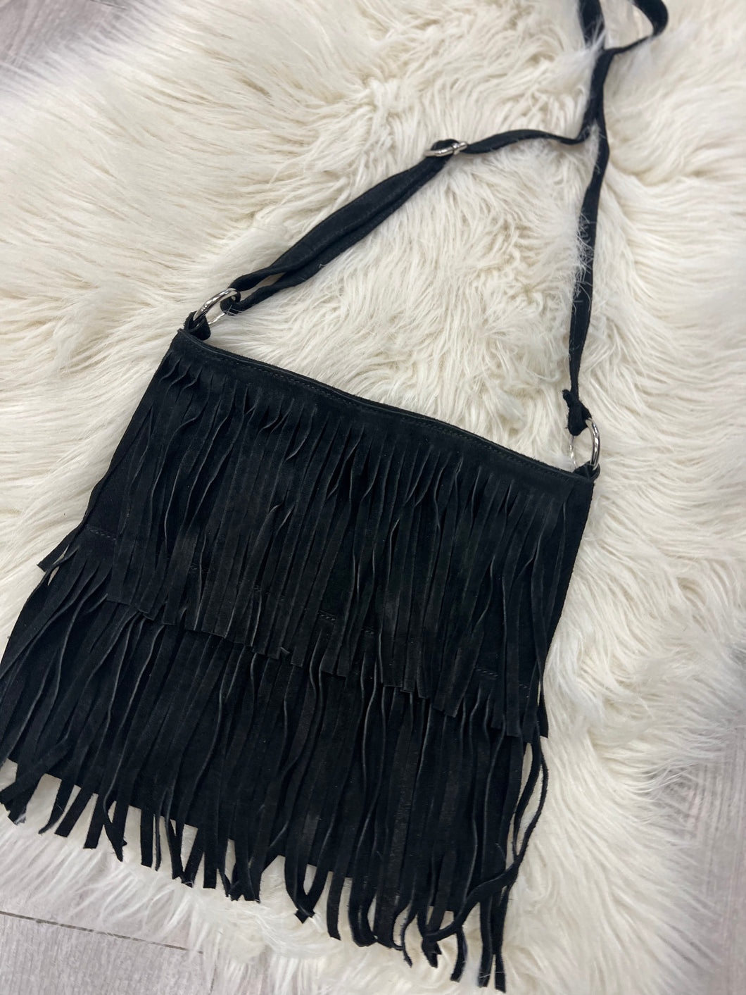 Suede Fringe Bag Black Indie's Attic