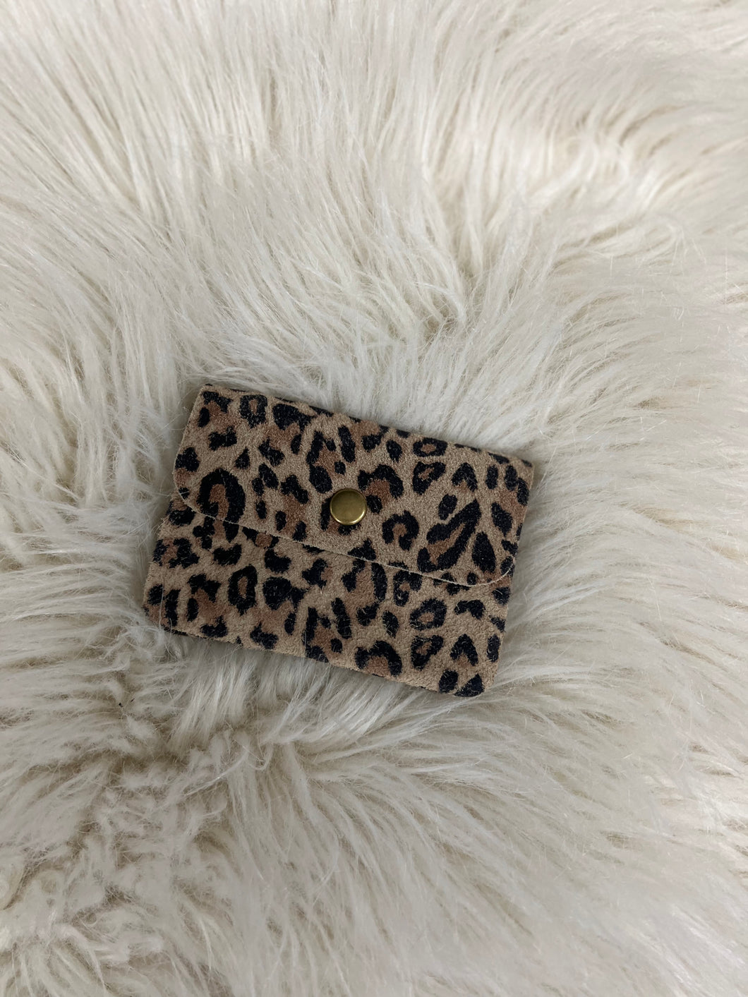 Suede Leopard Purse - Natural