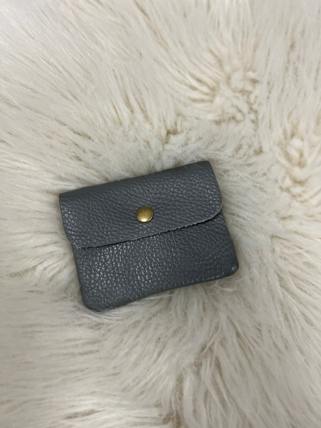 Leather Coin Purse - Grey