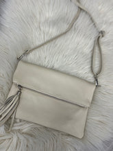 Load image into Gallery viewer, Tori Leather Foldover Clutch - Cream
