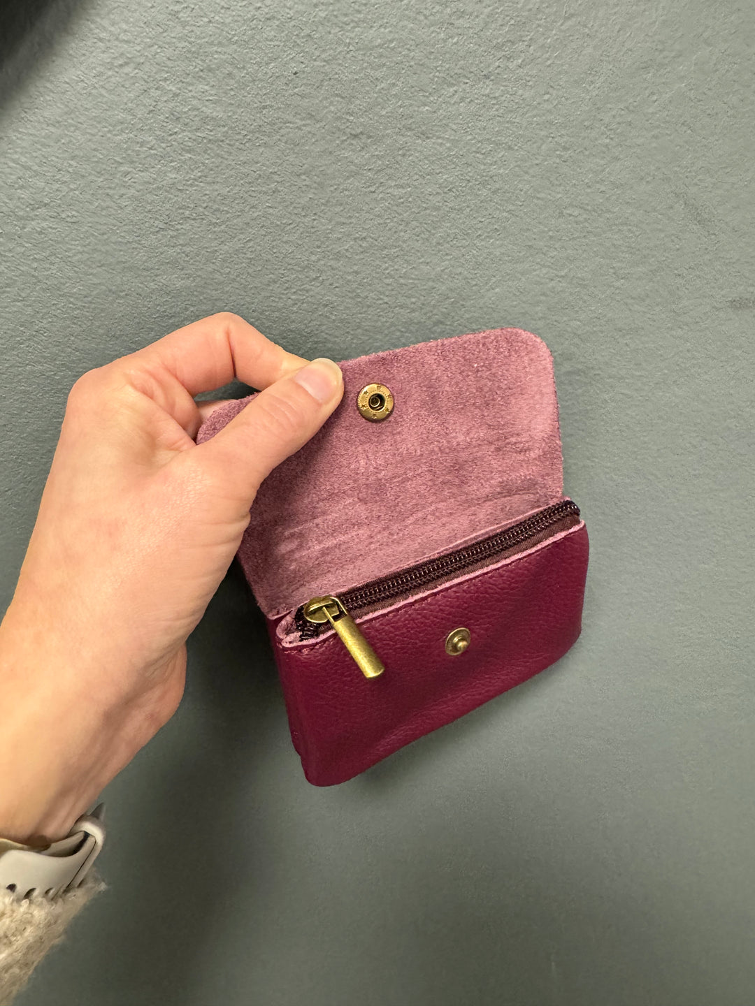 Leather Coin Purse - Burgundy