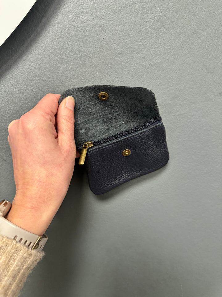 Leather Coin Purse - Navy