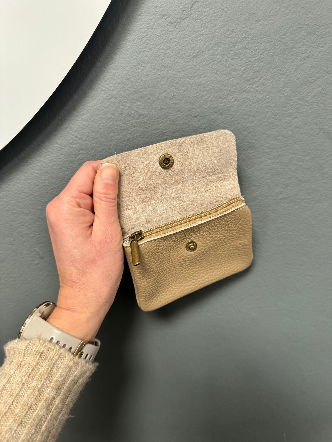 Leather Coin Purse - Taupe