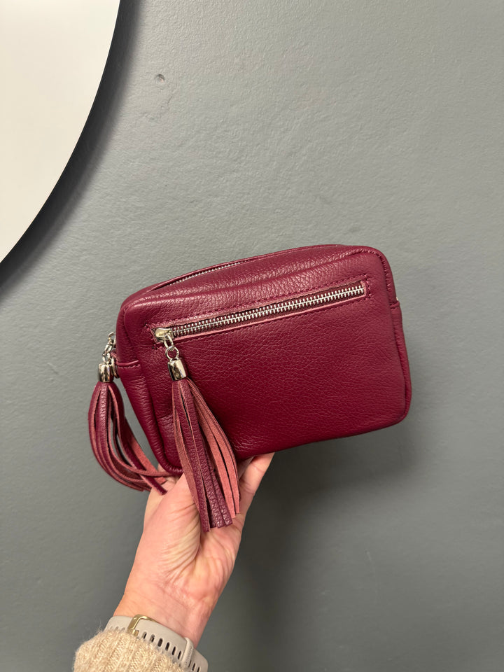 Leather Camera Bag - Burgundy