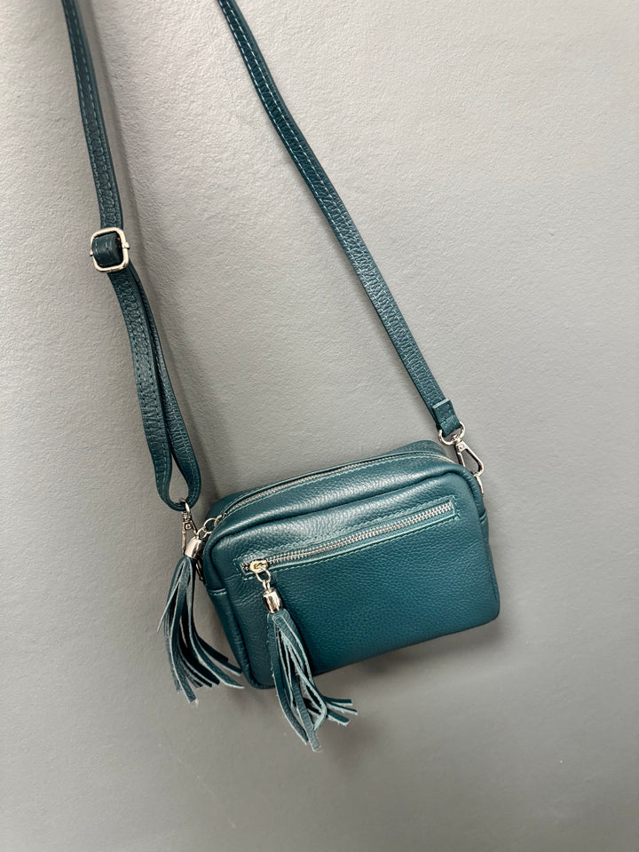 Leather Camera Bag - Teal