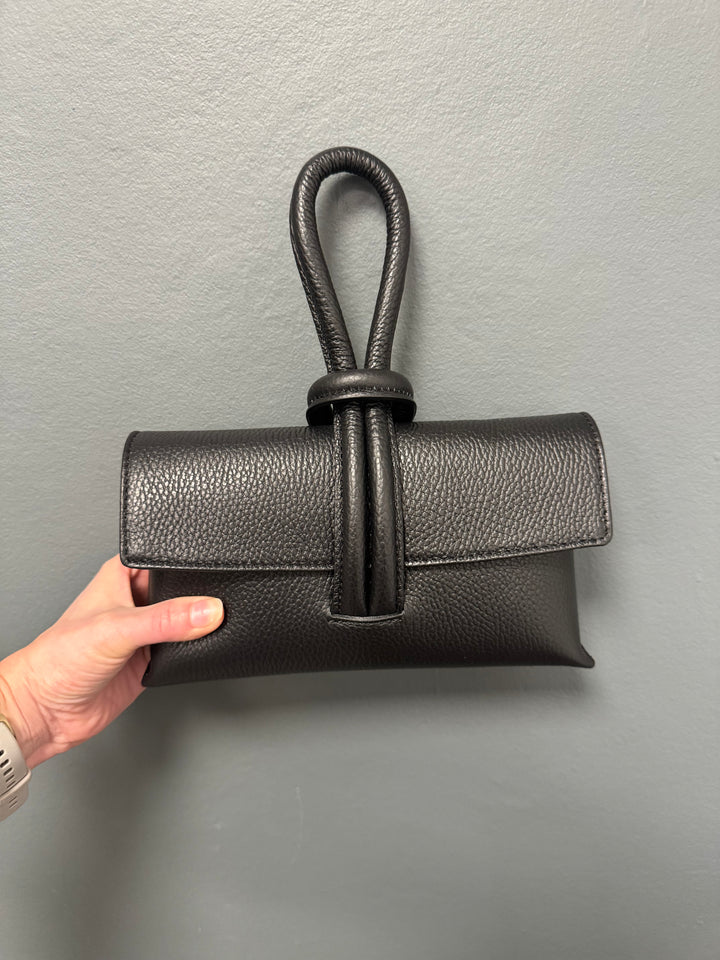 Betty Leather Loop Handle Bag - Black