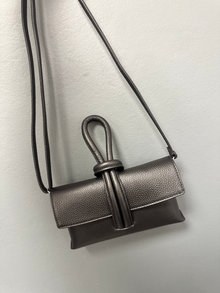 Betty Leather Loop Handle Bag - Black