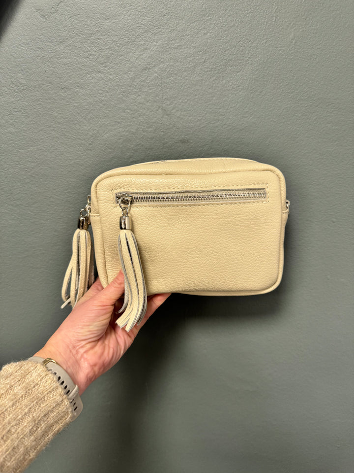 Leather Camera Bag - Cream