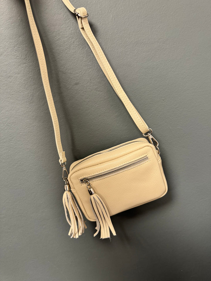 Leather Camera Bag - Cream