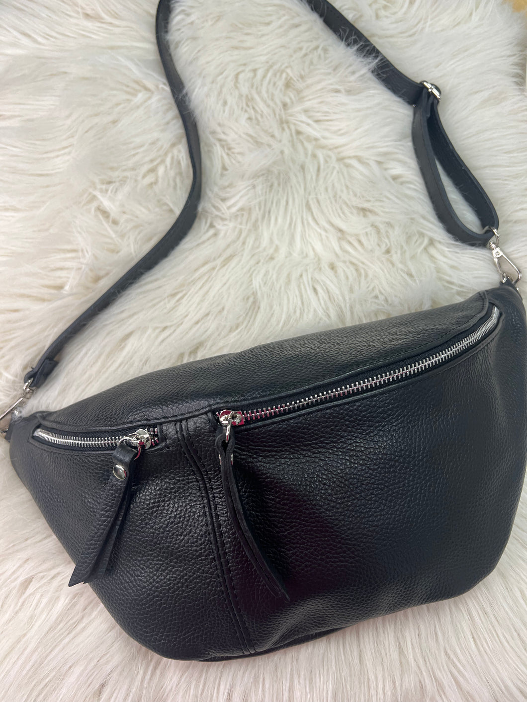 Maisie Leather Sling Bag - Black