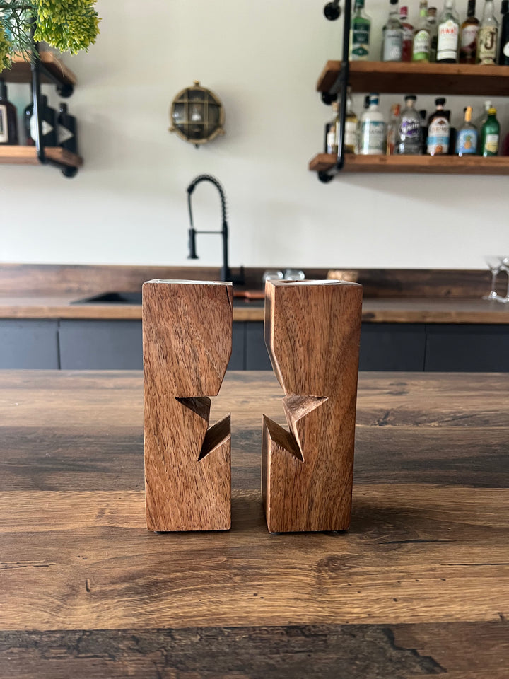 Star Wooden Tealight Holders (Set of 2)