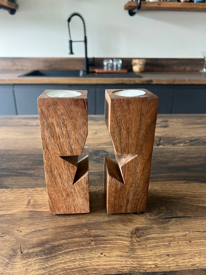 Star Wooden Tealight Holders (Set of 2)