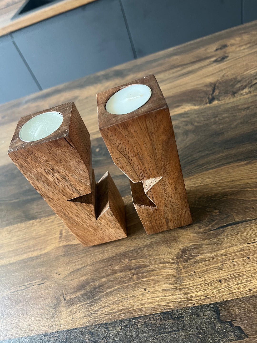 Star Wooden Tealight Holders (Set of 2)