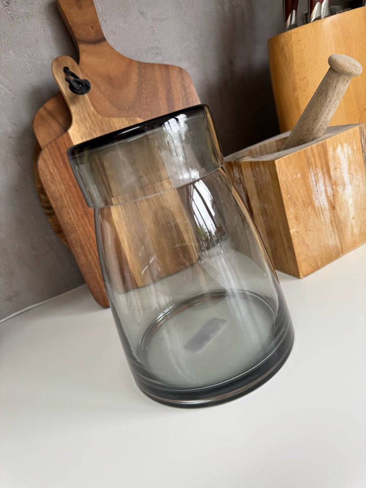 Grey Glass Vase/Storage Jar