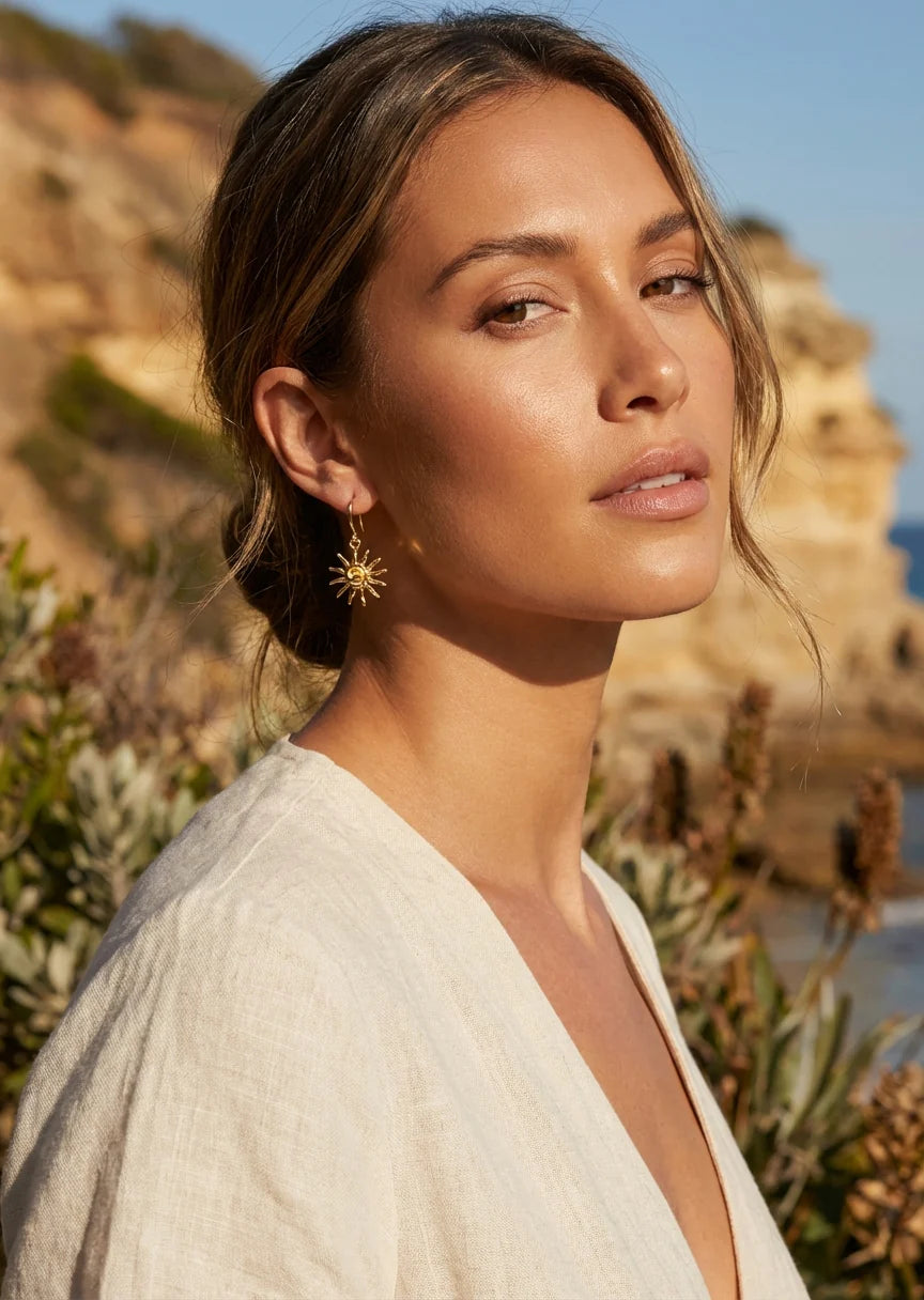 Gold Sunburst Earrings