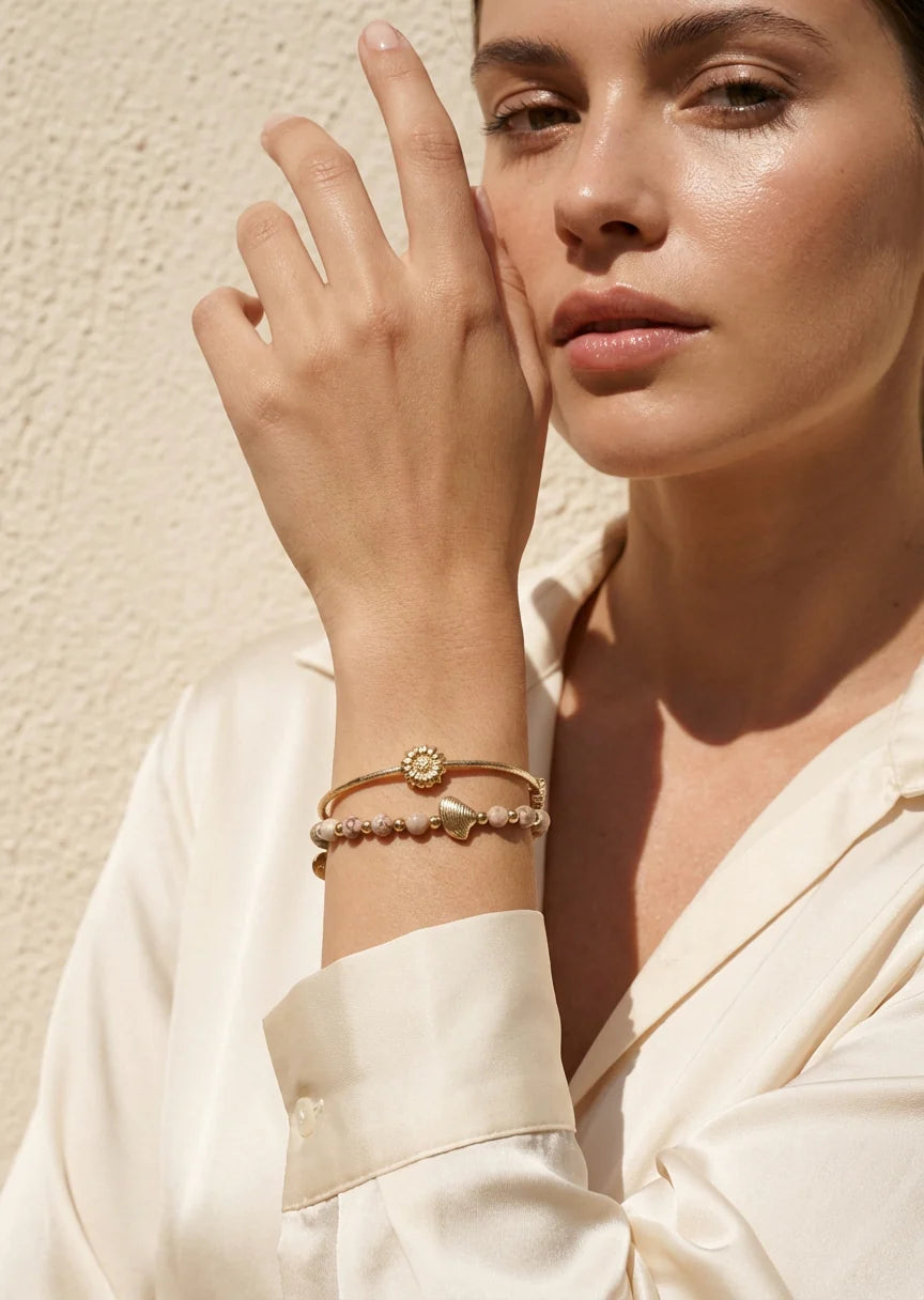 Taupe and Gold Two Layer Bracelet