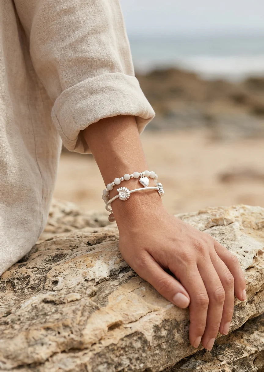 Stone and Silver Two Layer Bracelet