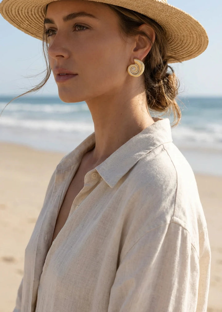 Gold & Crystal Fossil Earrings